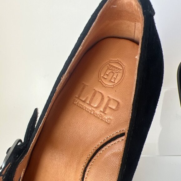 L’Amour Des Pieds Katriel Mary Jane Black Suede Women Block Heel Pumps Size 7.5 - Picture 7 of 12